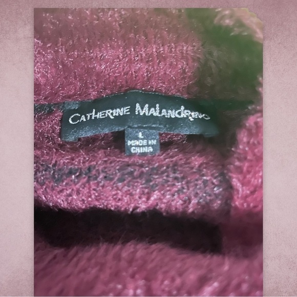 Catherine Malandrino Soft Plush Plum Black Zebra Long Sleeve Top Size Large - Picture 10 of 11